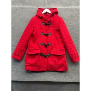 Forever 21 Trench Coat Womens Small Red Classic Hooded Toggle Front Outdoor
